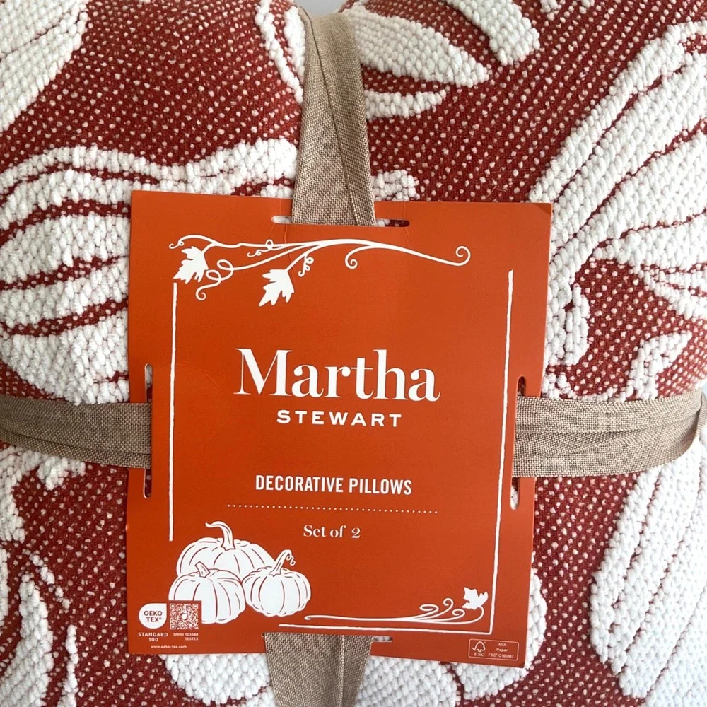 Martha Stewart Fall Pumpkin Gourd Decorative Pillows Set of 2 18